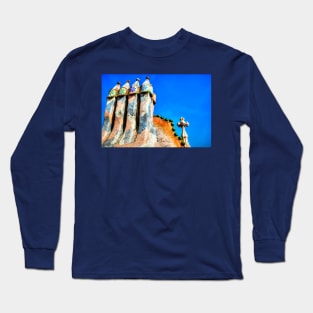 Casa Batllo, Gaudi's Chimneys, Barcelona Long Sleeve T-Shirt